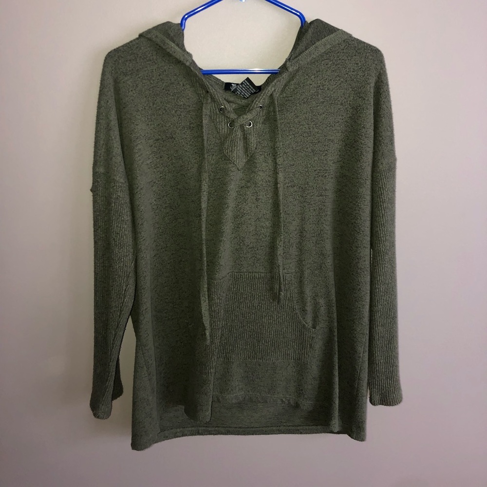 Soft army green long sleeve hoodie